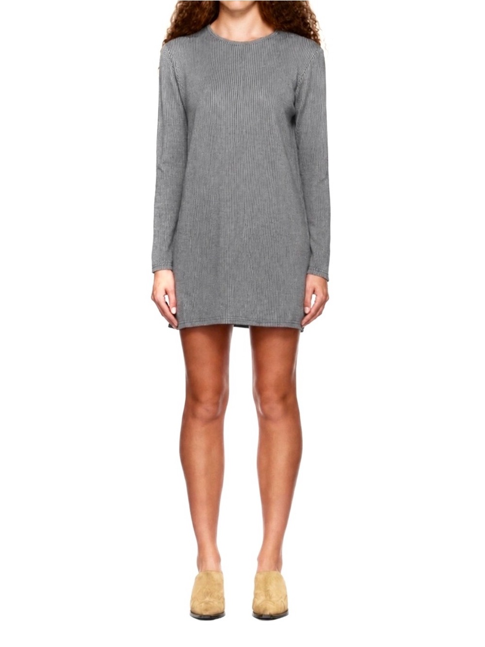 Anine Bing Moss Stripe Long Sleeve Knit Mini Dress